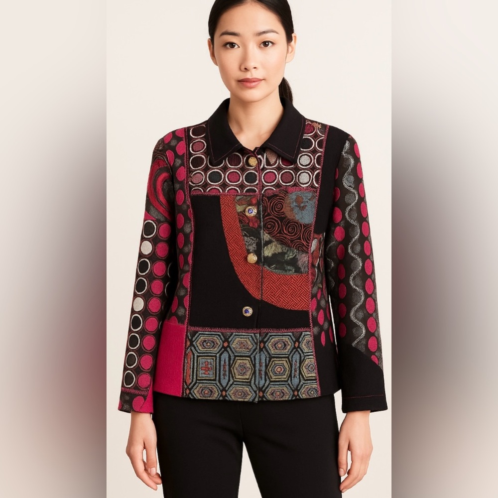 Mistror Image Patchwork Blazer XL Multicolor Dopa… - image 3